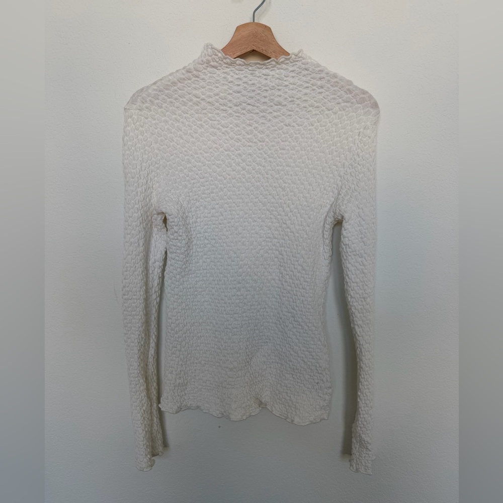 Jason Wu Edit by Jason Wu Mock Neck Textured Long Sleeve White Shirt Small - Picture 1 of 6